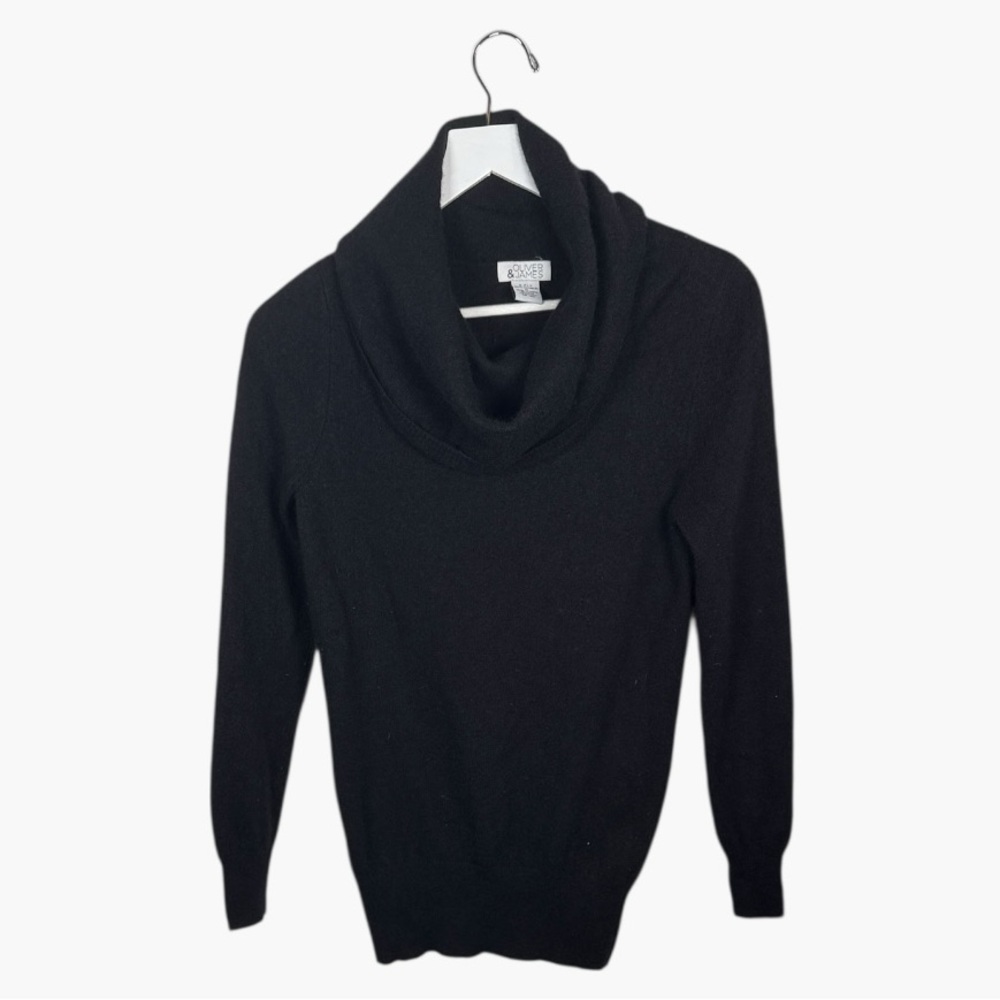 Oliver & James 100% Cashmere Black Cowl Neck Sweater W2065 Sz M